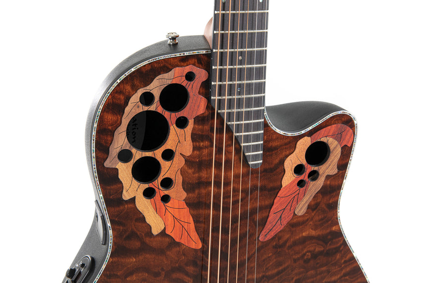 Ovation Celebrity Elite Plus CE44P Mid Cutaway Westerngitarre Dark Tiger Eye
