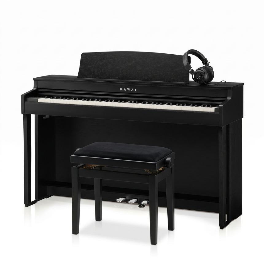 Kawai CN 301 Schwarz Matt Bundle mit Bank und Kopfhörer – bundle-hero
