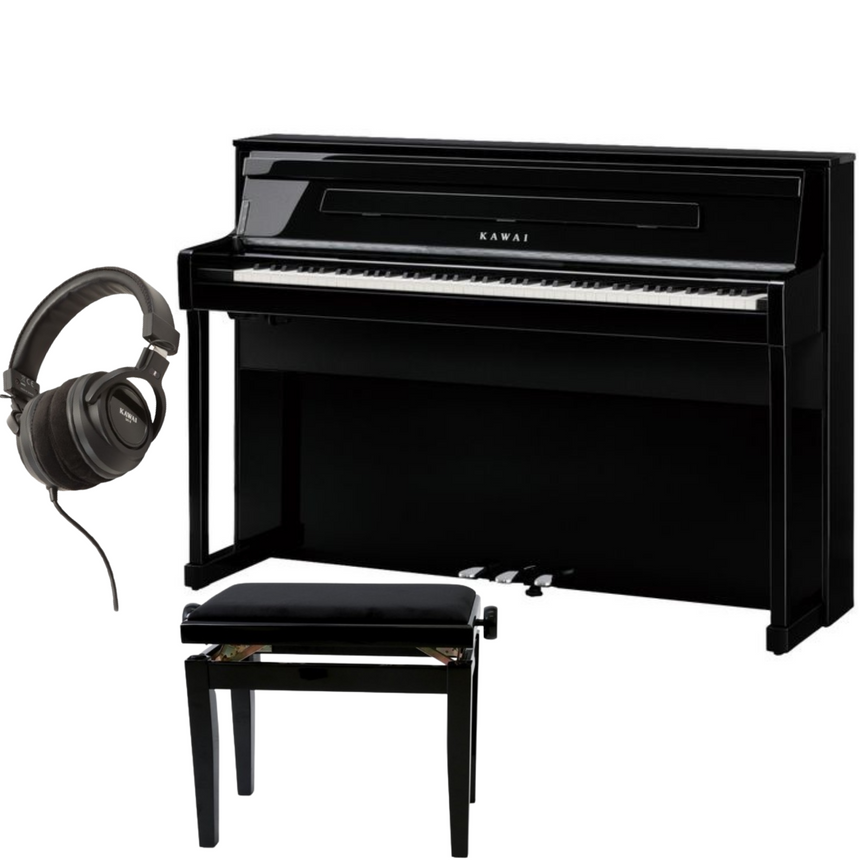 Kawai CA-901 Schwarz Poliert Bundle mit Bank und Kopfhörer - Musik-Ebert Gmbh