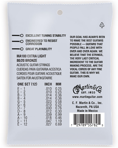 Martin Guitars MA-180 · 80/20 Bronze Saiten Westerngitarre 12 String - Musik-Ebert Gmbh