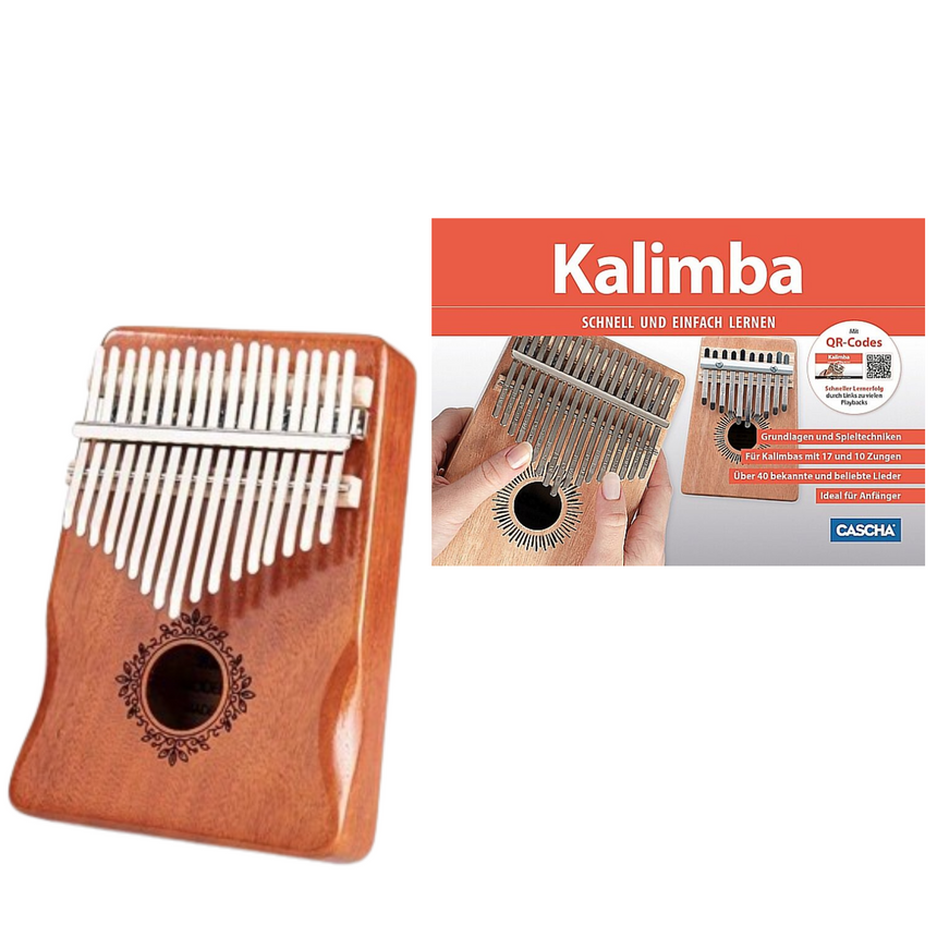 Ebert Basic Kalimba Bundle mit Heft Schnell und einfach lernen (+QR-Codes) mit 17 und 10 Zungen - Musik-Ebert Gmbh