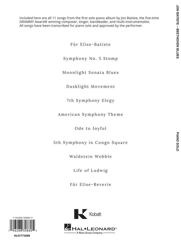 Jon Batiste - Beethoven Blues (Batiste Piano Series, Vol. 1) - Musik-Ebert Gmbh