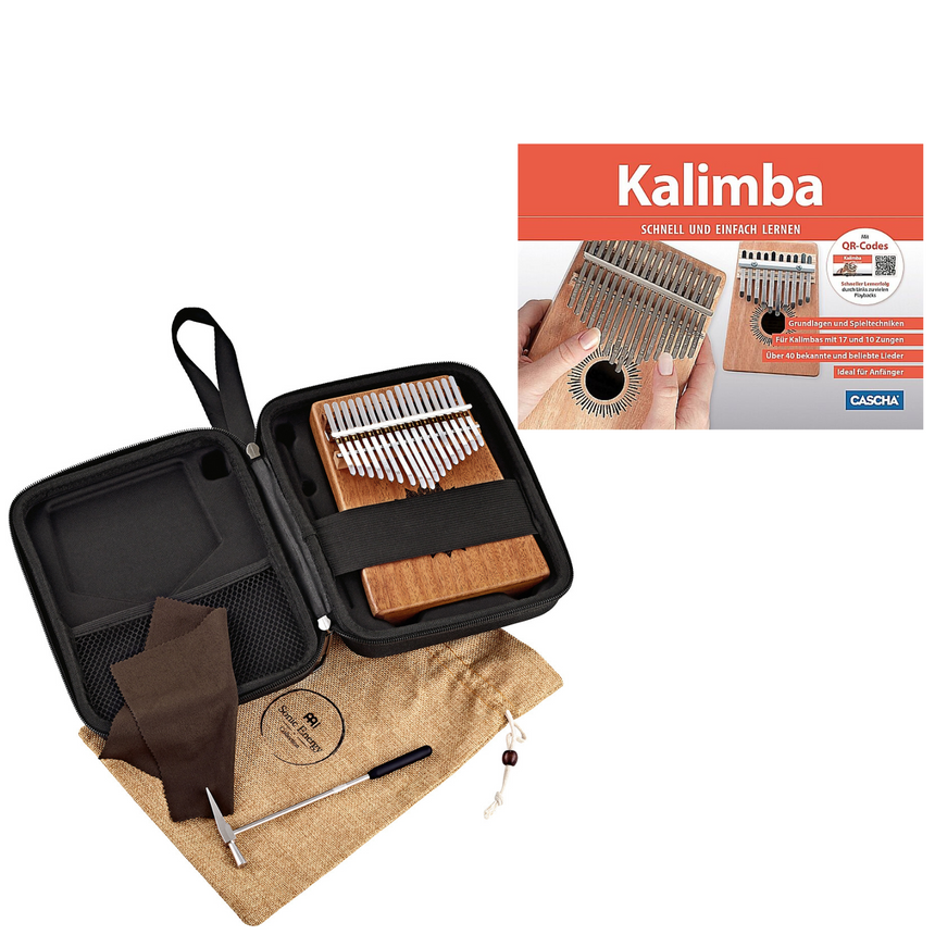 MEINL Sonic Energy Sound Hole Kalimba KL1708H Bundle mit Heft Schnell und einfach lernen (+QR-Codes) für Kalimbas mit 17 und 10 Zungen - Musik-Ebert Gmbh