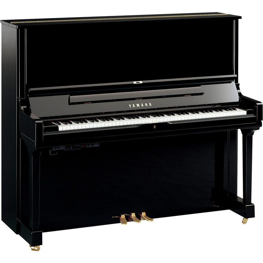 Yamaha YUS3 TA3 upright piano in polished ebony with TransAcoustic control unit