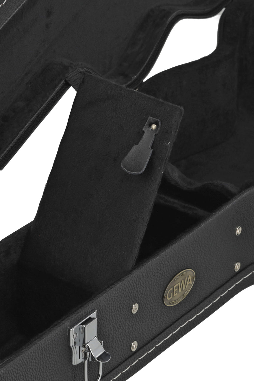 GEWA Flat Top Economy 523.100 classical guitar case in black – accessory compartment and latch detail