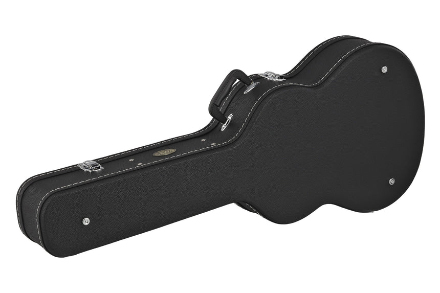 GEWA Flat Top Economy 523.100 classical guitar case in black – closed angled view with handle and feet