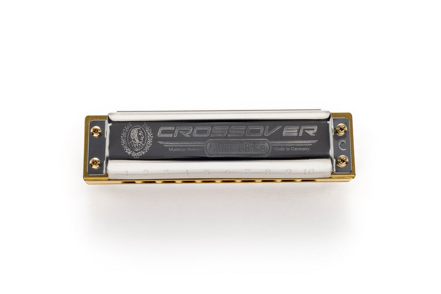 Hohner Marine Band Crossover harmonica, stainless steel and bamboo – top cover, key of C model