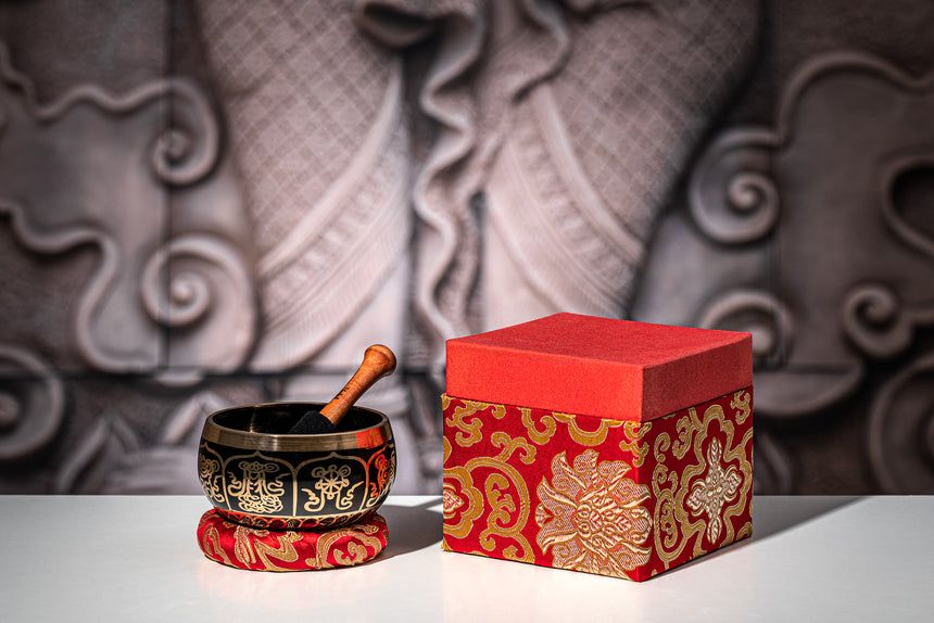 MEINL Sonic Energy SB-OR-400-R red singing bowl, 400 g – with mallet and red gift box