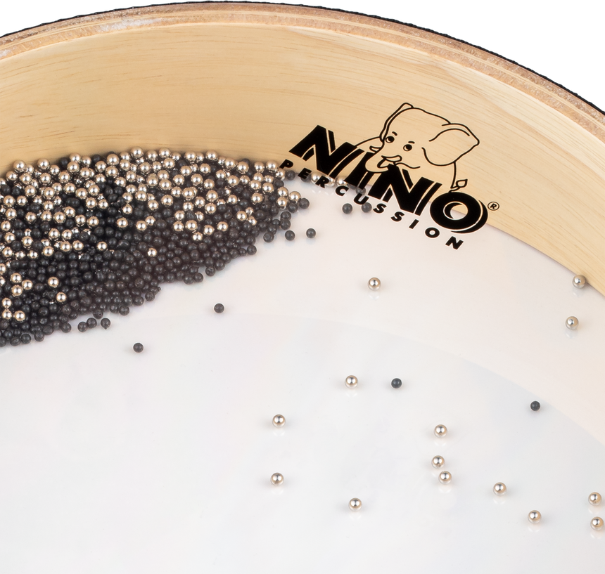 NINO Percussion NINO34 10-inch natural-wood sea drum – metal bead detail