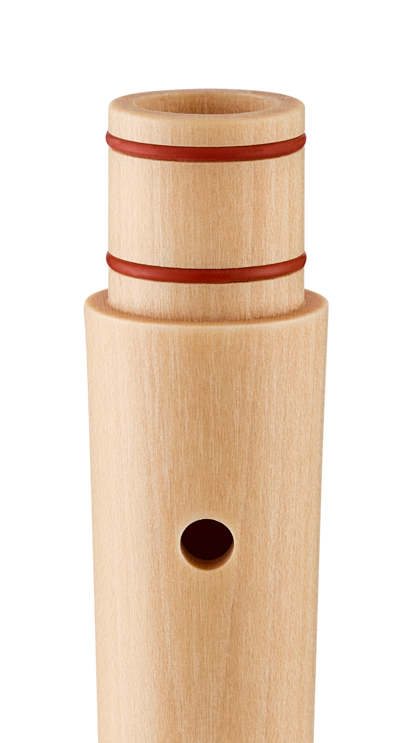 Flûte à bec soprano Moeck Flauto 1 Plus 1020 rouge, doigté allemand – détail du tenon avec joints rouges