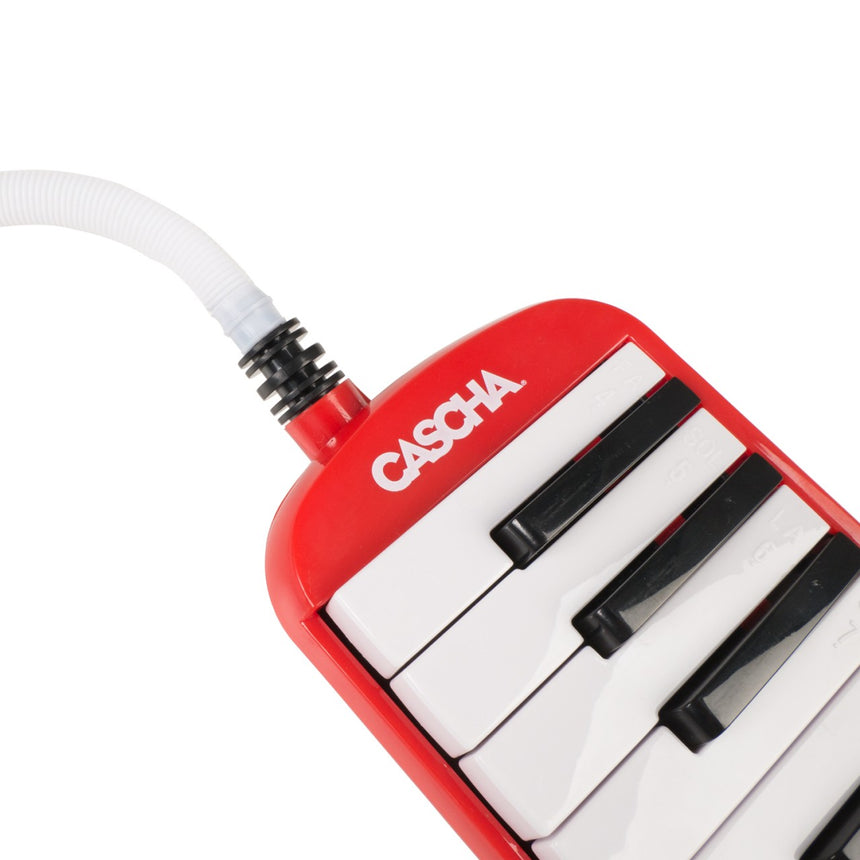 Cascha HH 2059 melodica in red – keyboard detail with tube connection
