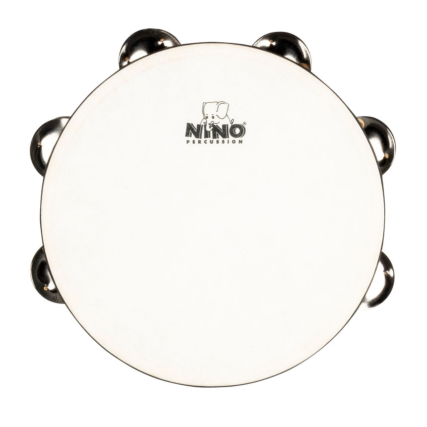 NINO946 double-row tambourine – top view of the synthetic head.