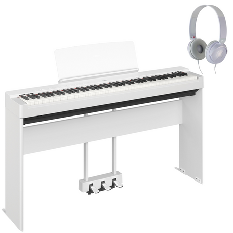 Yamaha P-225 Weiß Bundle mit Ständer, Pedalen und Kopfhörer - Musik-Ebert Gmbh