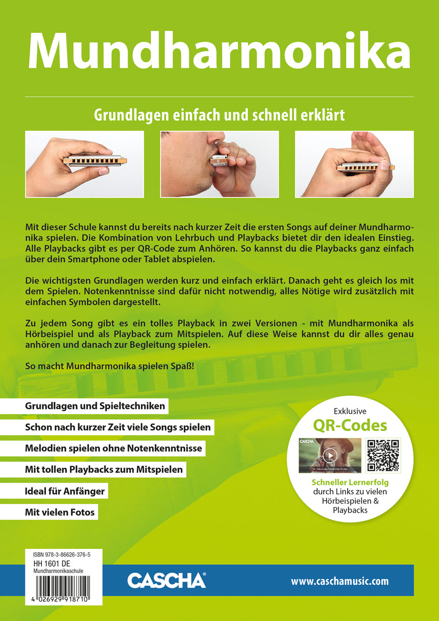 CASCHA HH1601DE harmonica method book, German edition, back cover