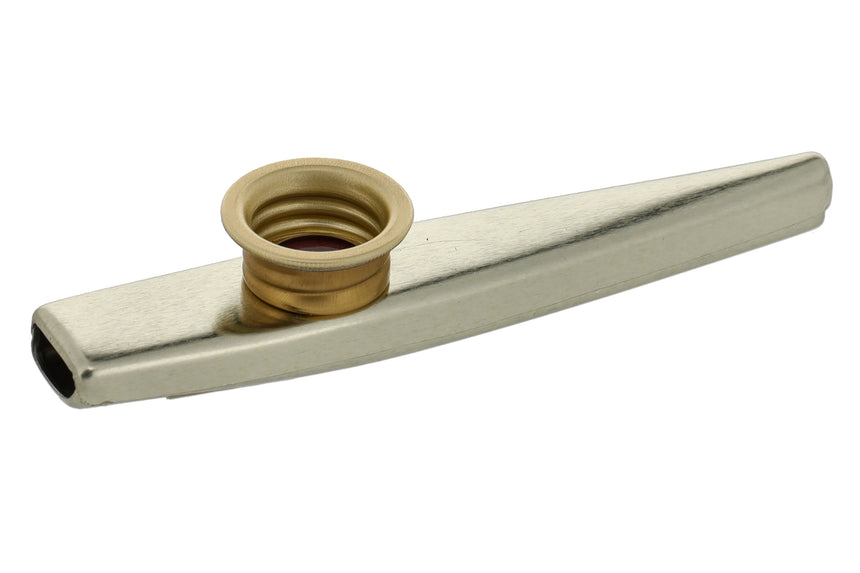 Kazoo Original Metal Sub-Kazoo en laiton verni, vue latérale en perspective