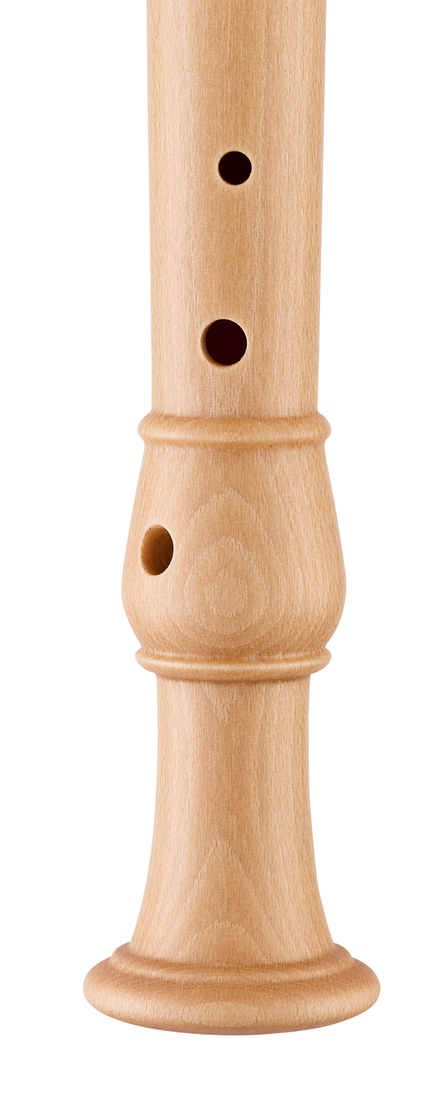 Flûte à bec soprano Moeck Rondo 3210 en érable naturel – détail des trous inférieurs
