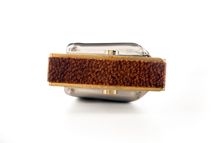 Hohner Blues Harp MS, brown wooden comb and metal covers – right end view
