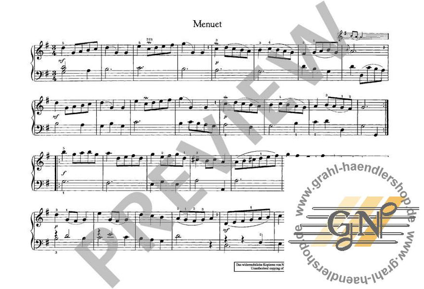 Notenbüchlein für Anna Magdalena Bach für Klavier - Bach, Johann Sebastian - Musik-Ebert Gmbh