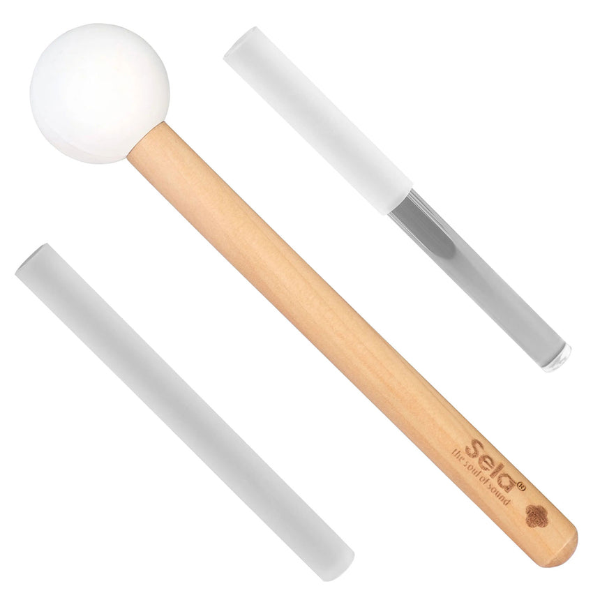 Sela Klangschalen Set SECF-SET 7-teilig aus Quarz mit Stimmgabel