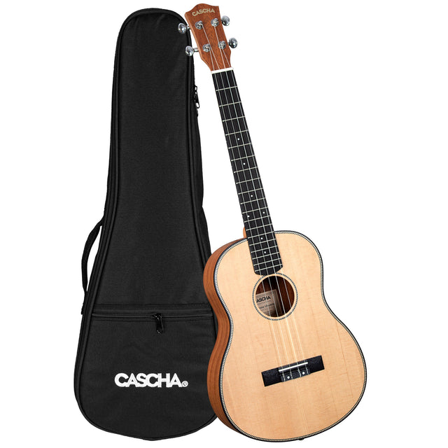 CASCHA Bariton Ukulele aus Fichte massiv I mit Tasche HH2244 - Musik-Ebert Gmbh