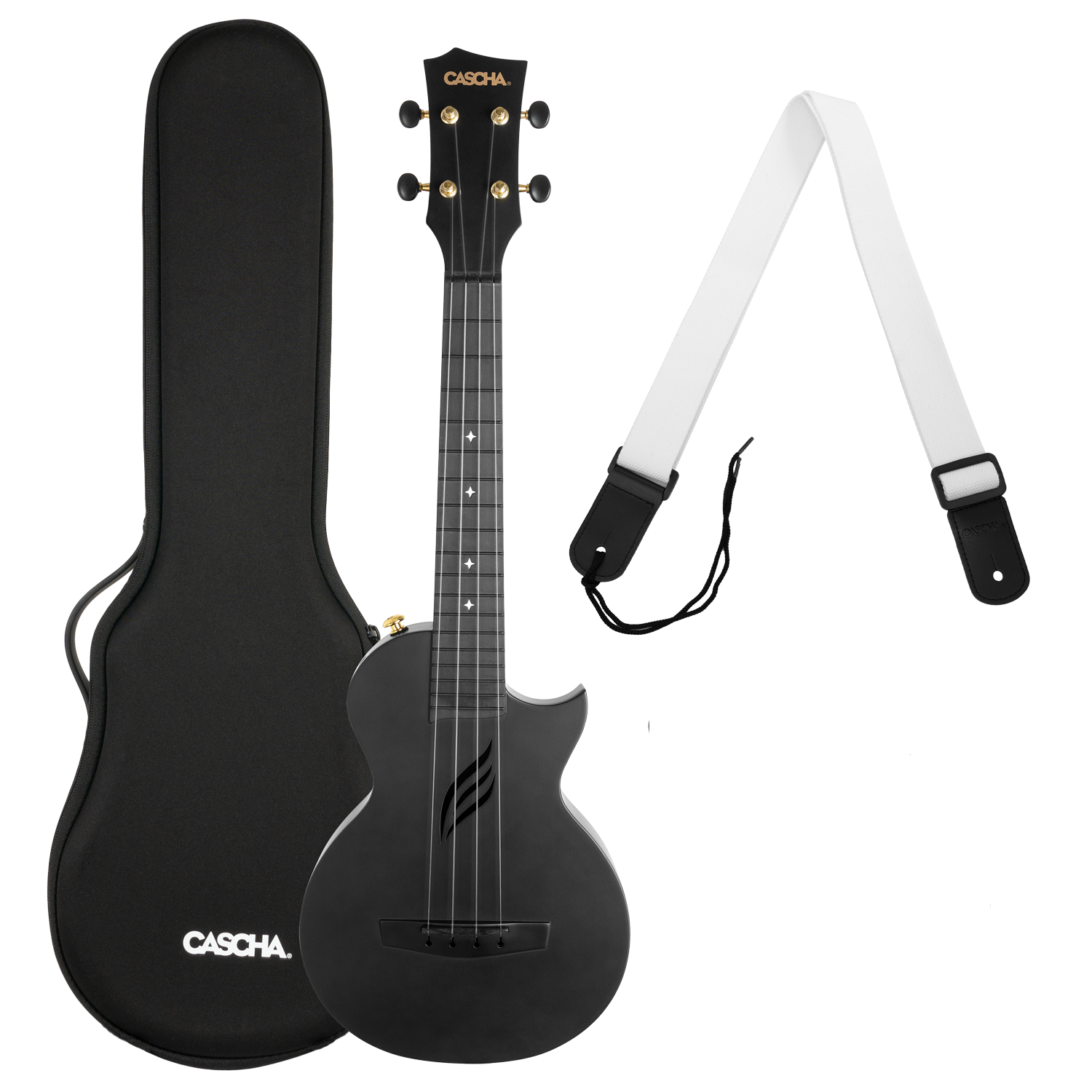 CASCHA Carbon Konzert Ukulele inkl. Tasche, Gurt - Musik-Ebert Gmbh