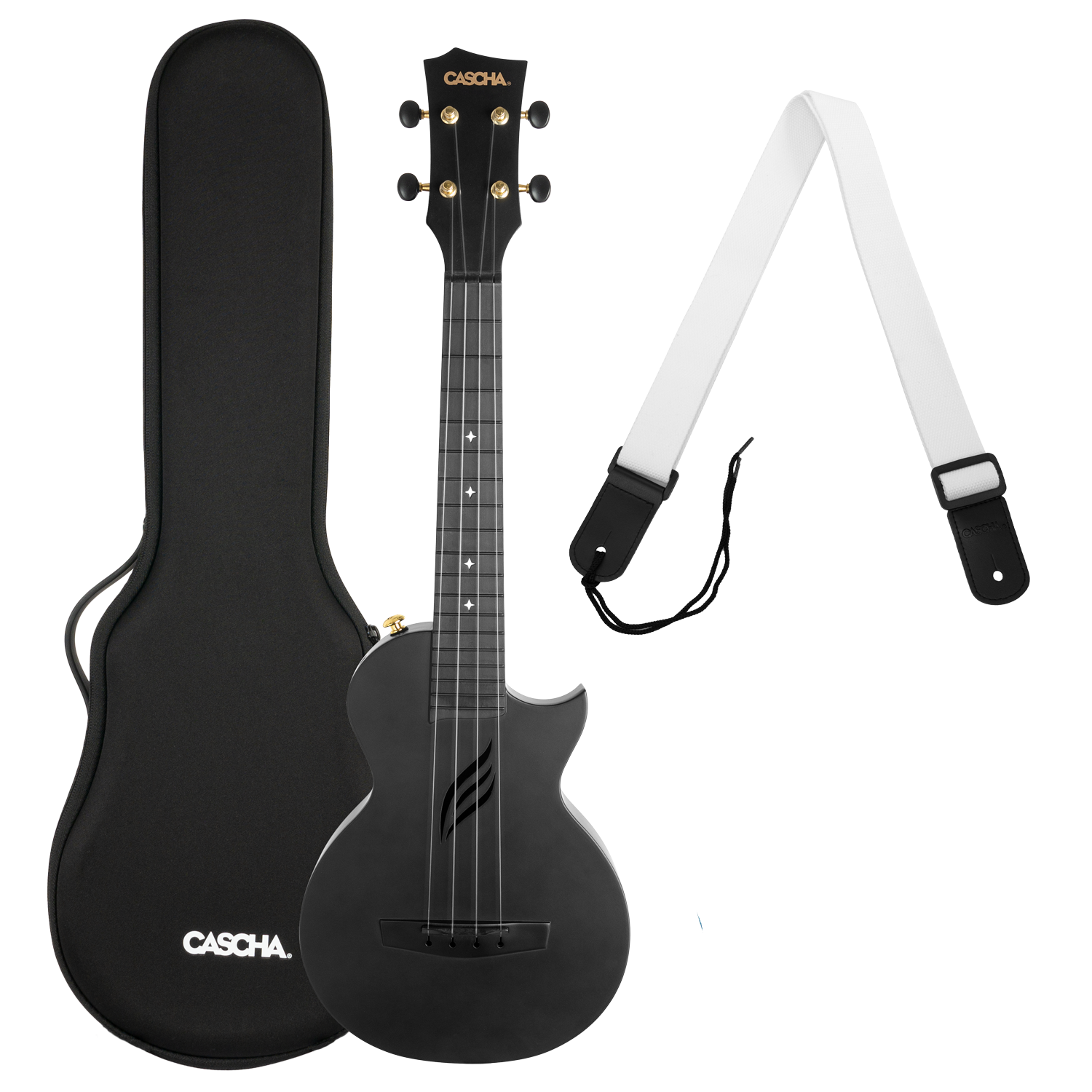 CASCHA Carbon Konzert Ukulele inkl. Tasche, Gurt - Musik-Ebert Gmbh