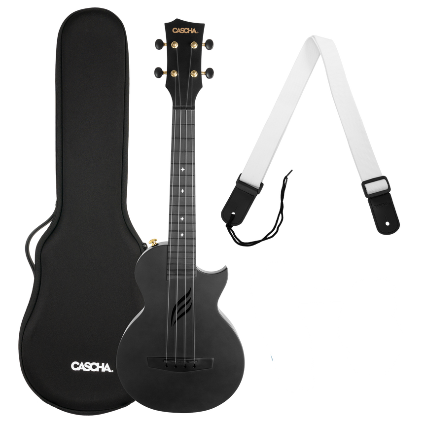 CASCHA Carbon Konzert Ukulele inkl. Tasche, Gurt - Musik-Ebert Gmbh