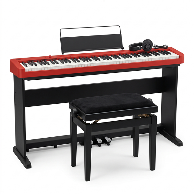 Casio CDP-160 Rot Bundle mit Bank und Kopfhörer – bundle-hero
