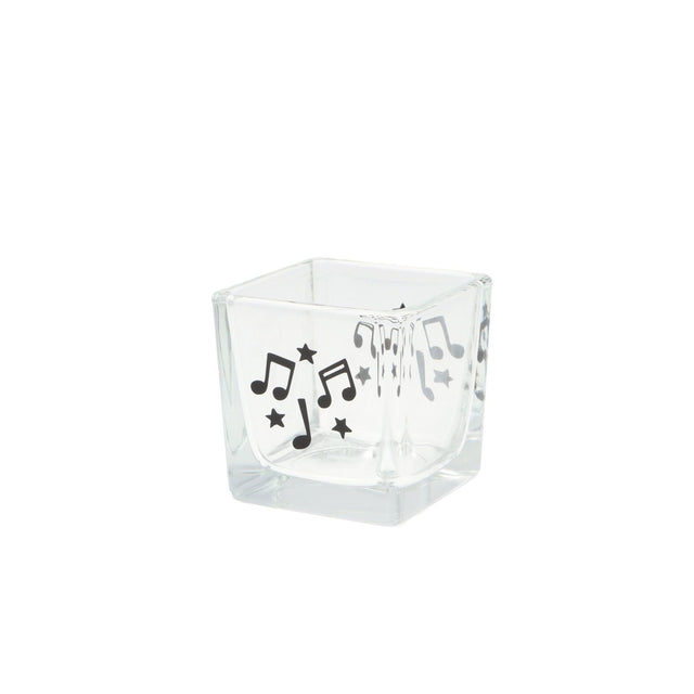 Quadratisches Teelichtglas mit Noten und Sterne - Musik-Ebert Gmbh