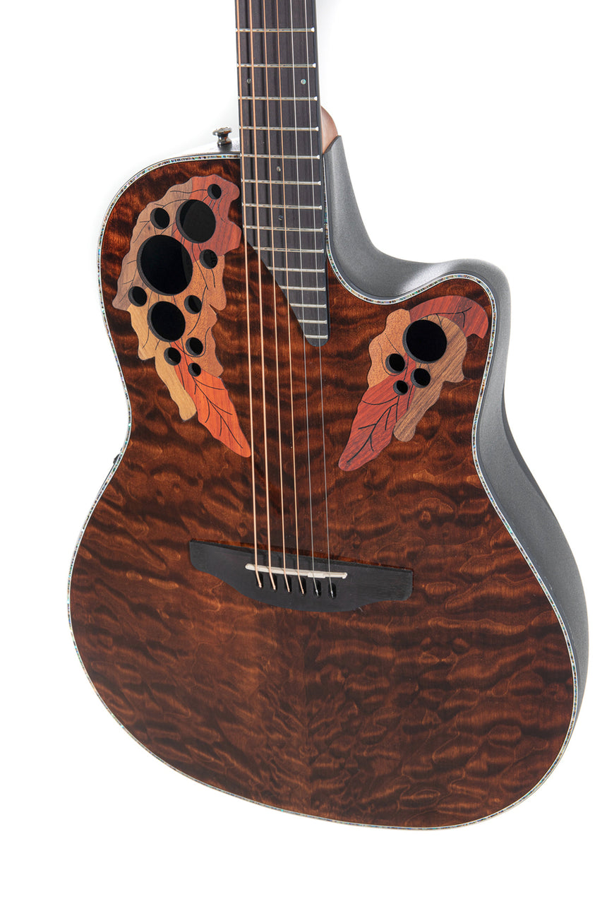 Ovation Celebrity Elite Plus CE44P Mid Cutaway Westerngitarre Dark Tiger Eye
