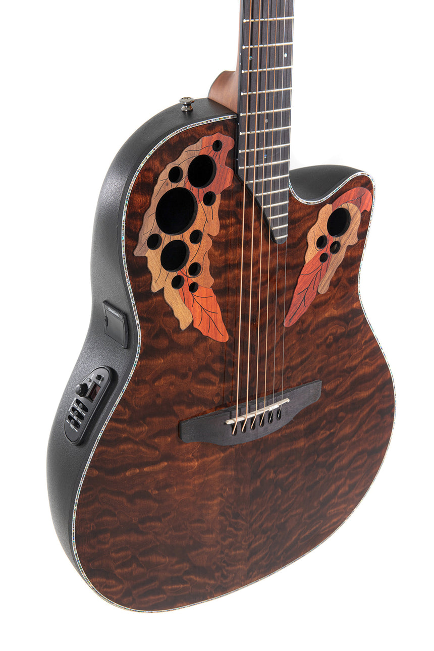 Ovation Celebrity Elite Plus CE44P Mid Cutaway Westerngitarre Dark Tiger Eye
