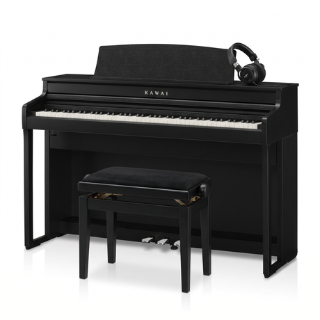 Kawai CA-401 Schwarz Matt Bundle mit Bank und Kopfhörer – bundle-hero