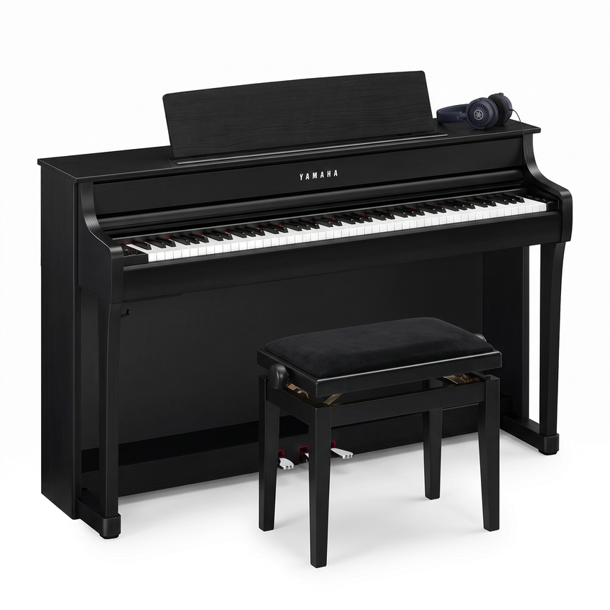 Yamaha CLP 845 Schwarz Matt Bundle mit Bank und Kopfhörer – bundle-hero