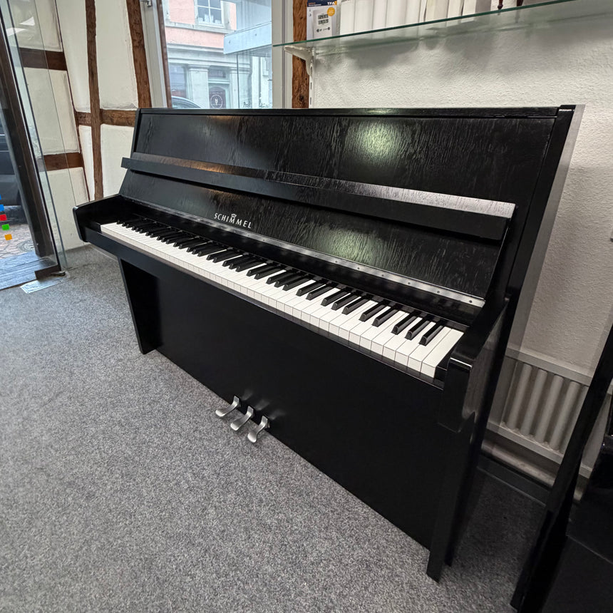 SCHIMMEL Klavier 112/5 E eiche schwarz Occasion Bj. 1989, Silver Edition, sehr guter Zustand Renner Mechanik (gebraucht)
