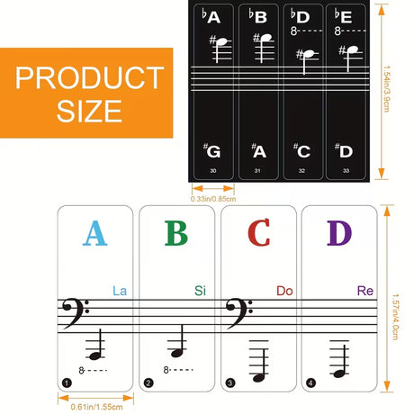 Autocollants de base pour clavier de piano pour débutants