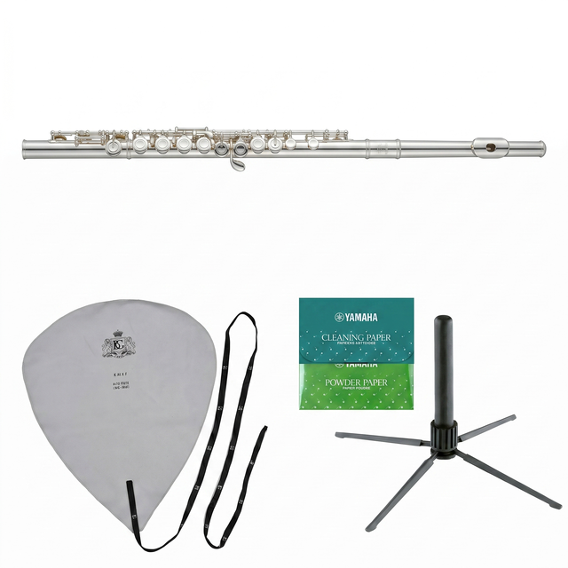 Yamaha YFL-212SL Querflöten-Bundle (Silberlippe) mit Ständer, Wischer & Pflegepapieren Set-Bild