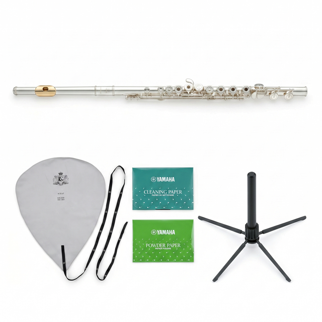 Yamaha YFL-372GL Querflöten-Bundle Ringklappen mit vergoldeter Mundlochplatte & Pflegeset Set-Bild