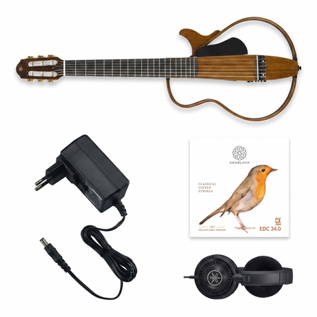 Yamaha SLG200NW Silent Guitar-Bundle (Konzertgitarre, 52 mm) mit Netzteil, Saiten & Kopfhörer Set-Bild
