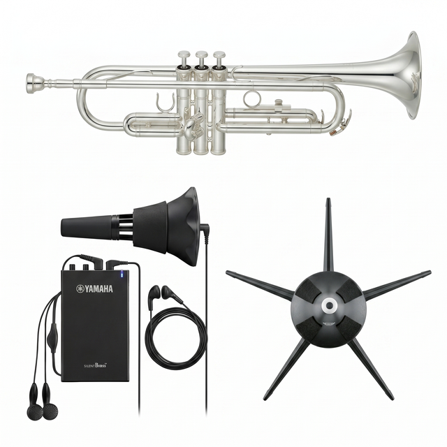 Yamaha YTR-2330 Versilbert Trompeten-Bundle – Set-Bild