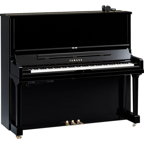 Piano droit Yamaha SE132 SH3 noir poli avec commande Silent et casque