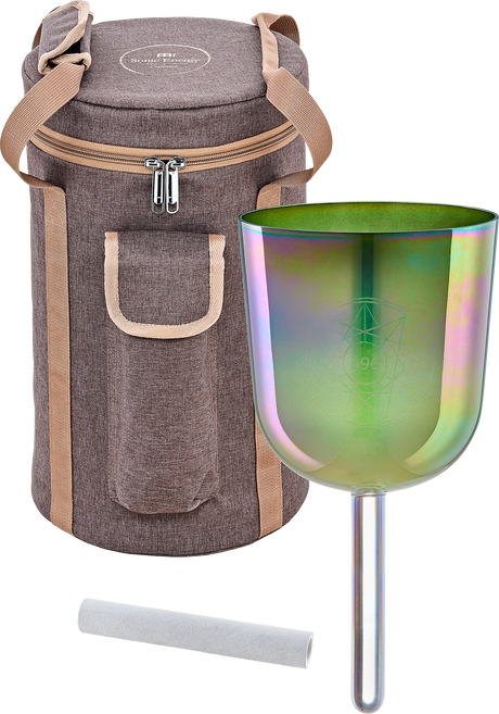 Meinl ESOLCSB396 Essence Solfeggio singing bowl in olive green – with bag and mallet