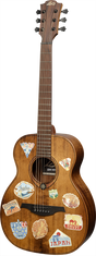 Guitare de voyage Lâg ESCAPADE-GTE au motif Globe Trotter – vue de face