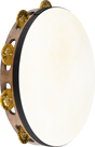 Meinl TAH1V-WB Tambourin, Walnut Brown, Messingschellen – schräge Ansicht auf Naturfell und Schellen
