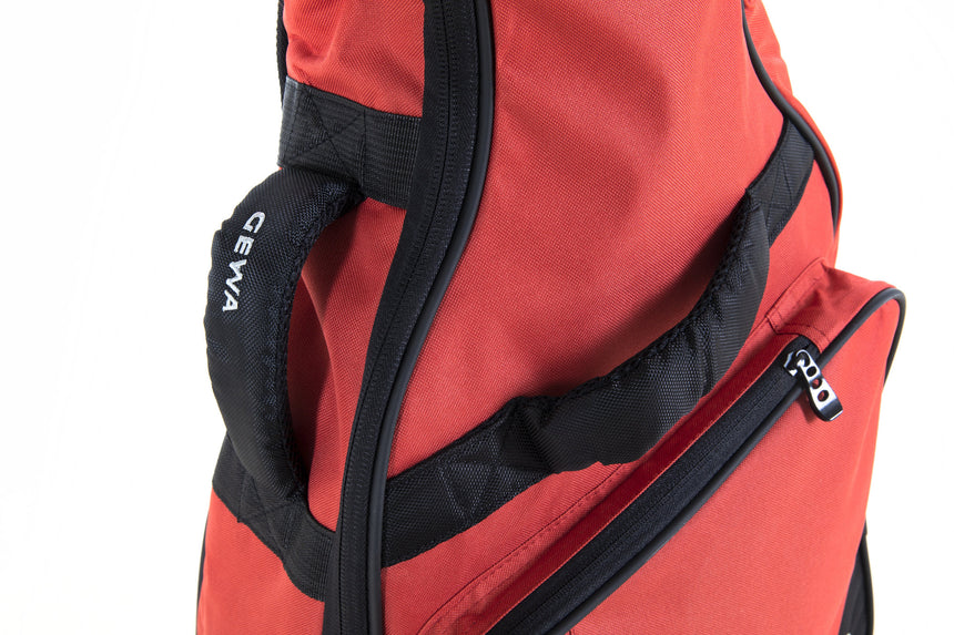 Housse GEWA Premium 20 pour guitare acoustique, rouge – détail de la fermeture éclair et du tissu