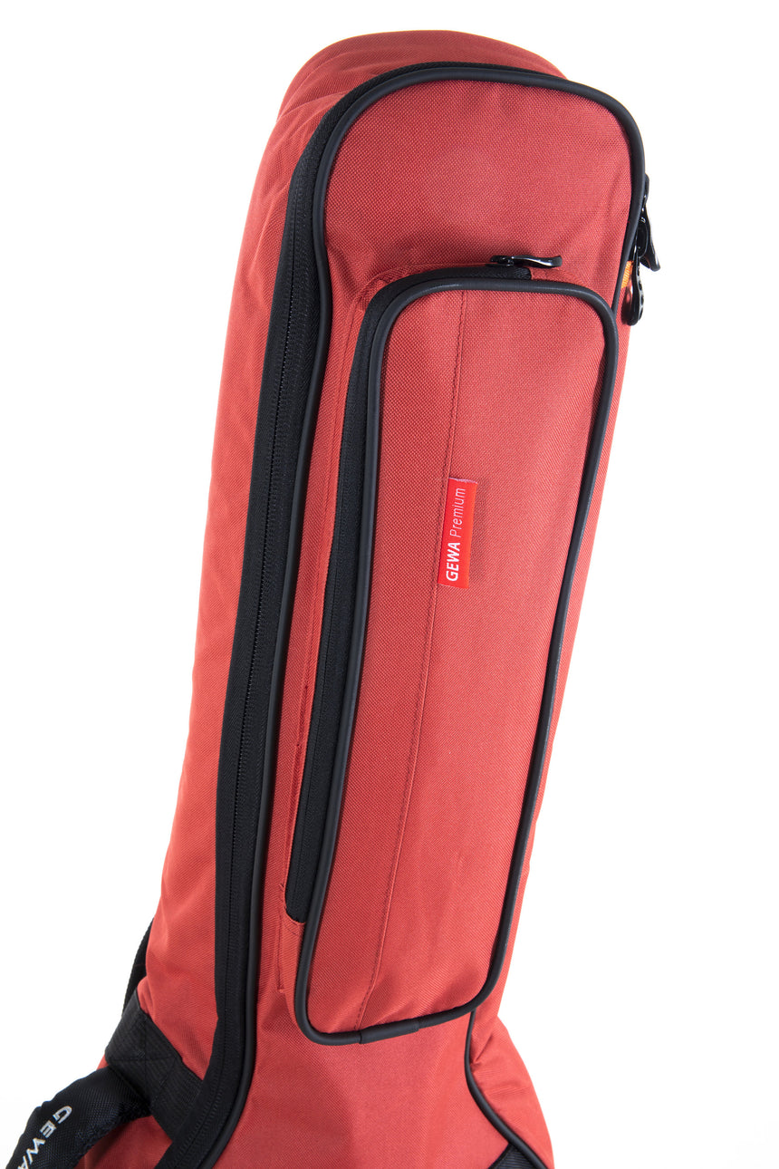 Housse GEWA Premium 20 pour guitare acoustique, rouge – détail de la poche avant supérieure