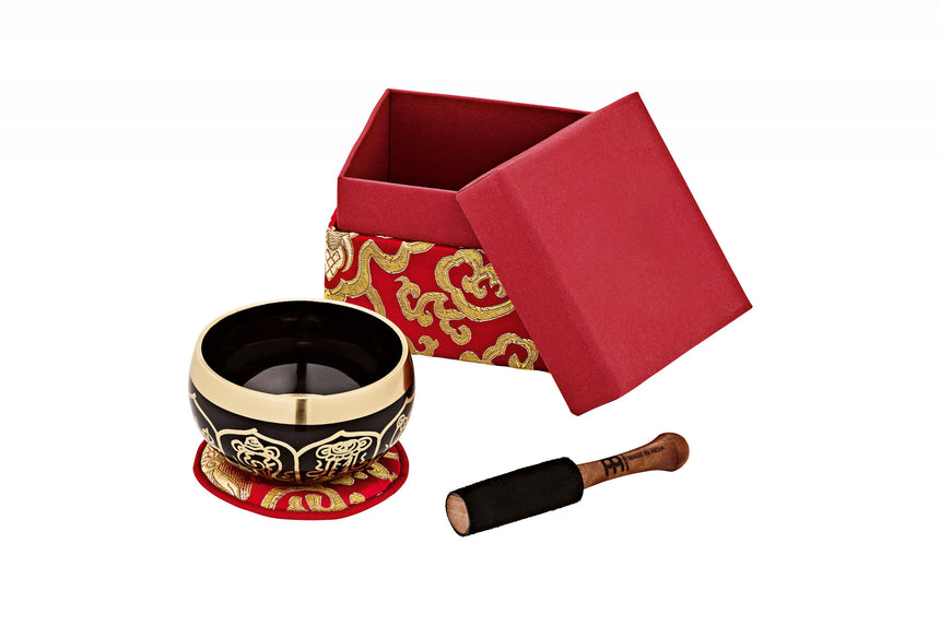 Meinl Sonic Energy SB-OR-300-R decorated brass singing bowl with red cushion and box – set with mallet, red cushion and red box
