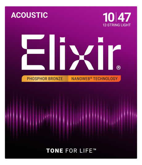 Elixir NANOWEB Phosphor Bronze 16152 – Package front, 12-string, .010–.047 gauge