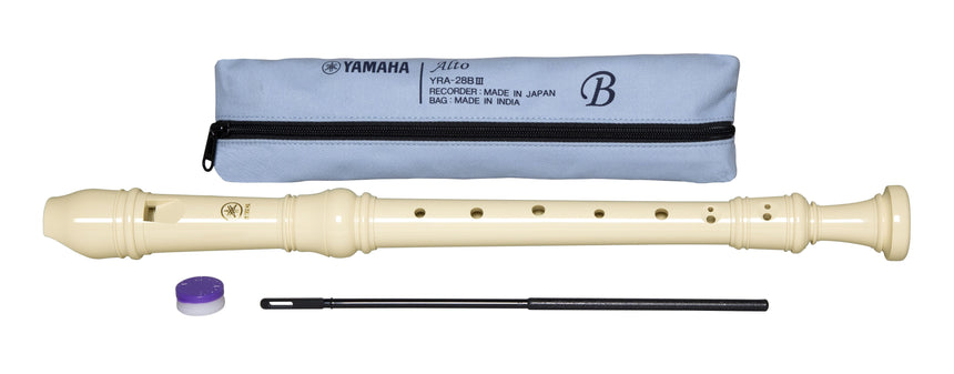 Yamaha YRA-28BIII white alto recorder – with case and accessories