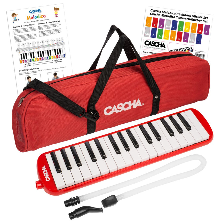 Cascha HH 2059 melodica in red – with bag, mouthpieces and learning aids
