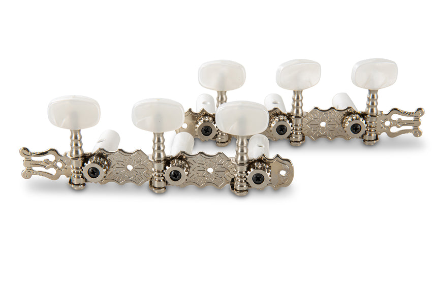 GEWA Pro Arte 545.211, verchromt mit Lyra – Vorderansicht des Mechaniksatzes